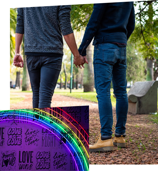 Gay couple holding hands